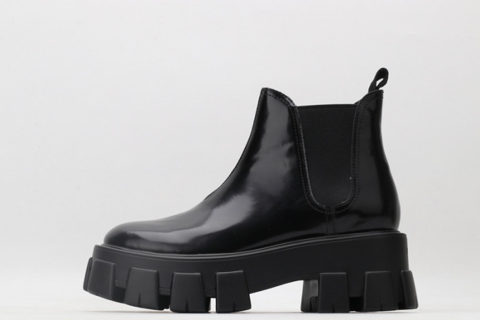 prad monolith brushed leather chelsea boots