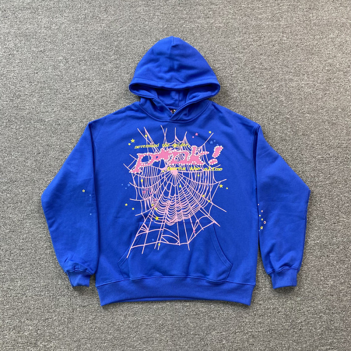 sp5der p*nk hoodie blue